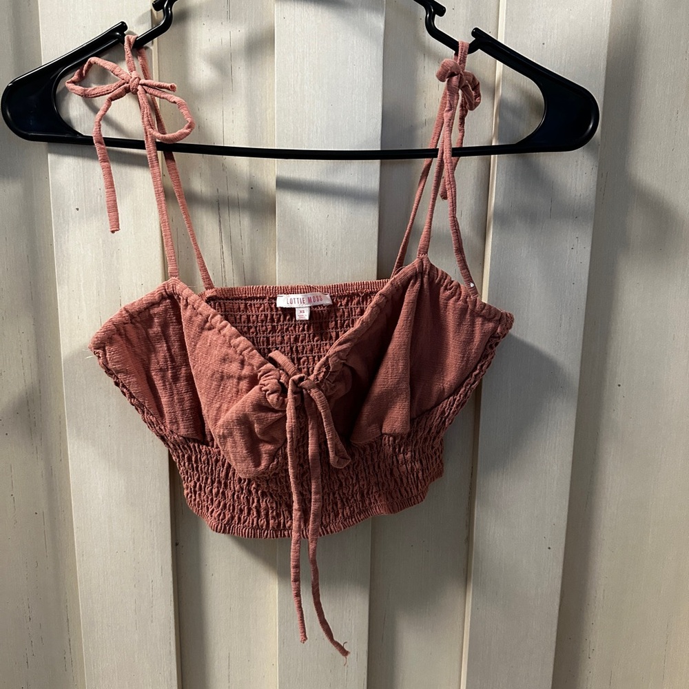 Pink Smocked Crop Top